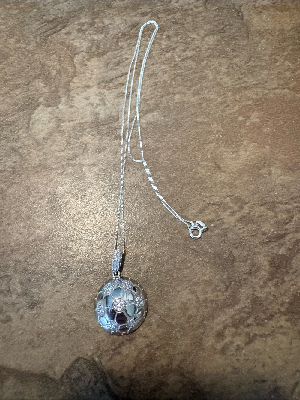 Sterling Silver Soccer Ball Pendant- 925